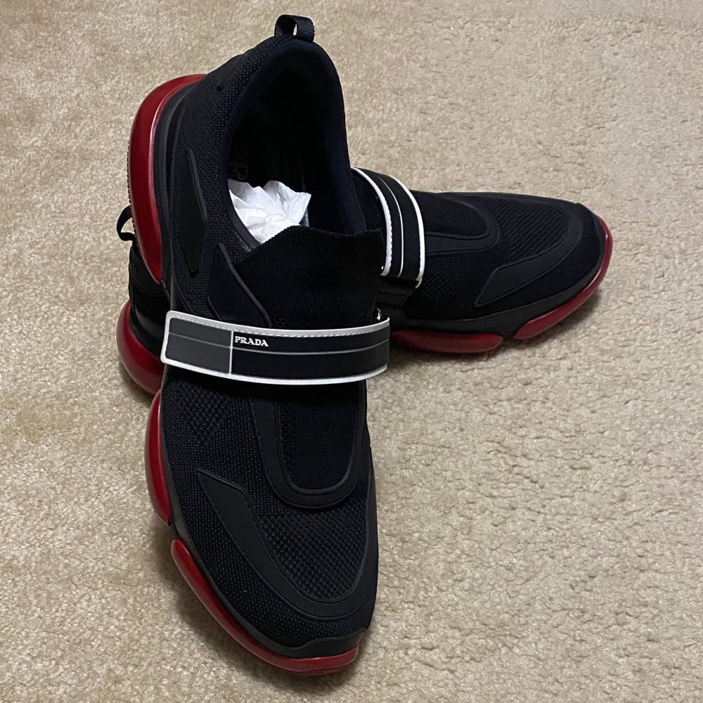Prada Men's Sneakers in Black and Red